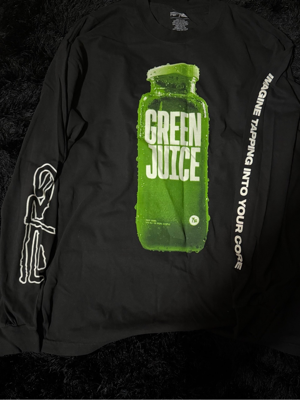 ASVP FERG Green Juice Graphic Long Sleeve Tee - Black with Bright Green Bottle